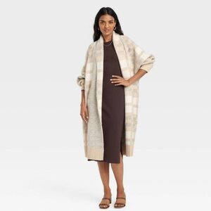 A New Day Cream and Gray Plaid Coatigan